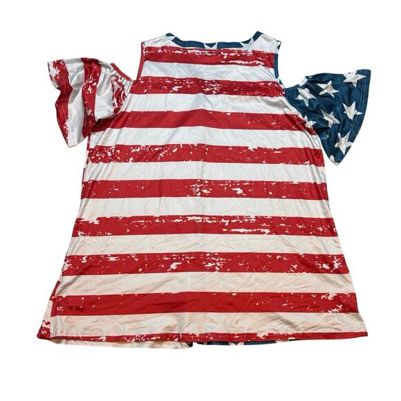 Spadehill USA Flag Cold Shoulder Stars Stripes Top Blouse Size L - Picture 4 of 7